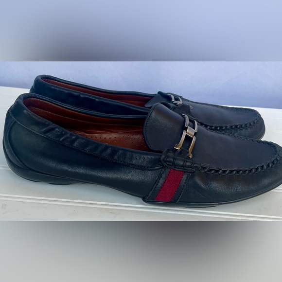 Allen Edmunds Highway 1 EE Leather Driving Loafers Mocassin Red Stripe Size 10 D main image 4